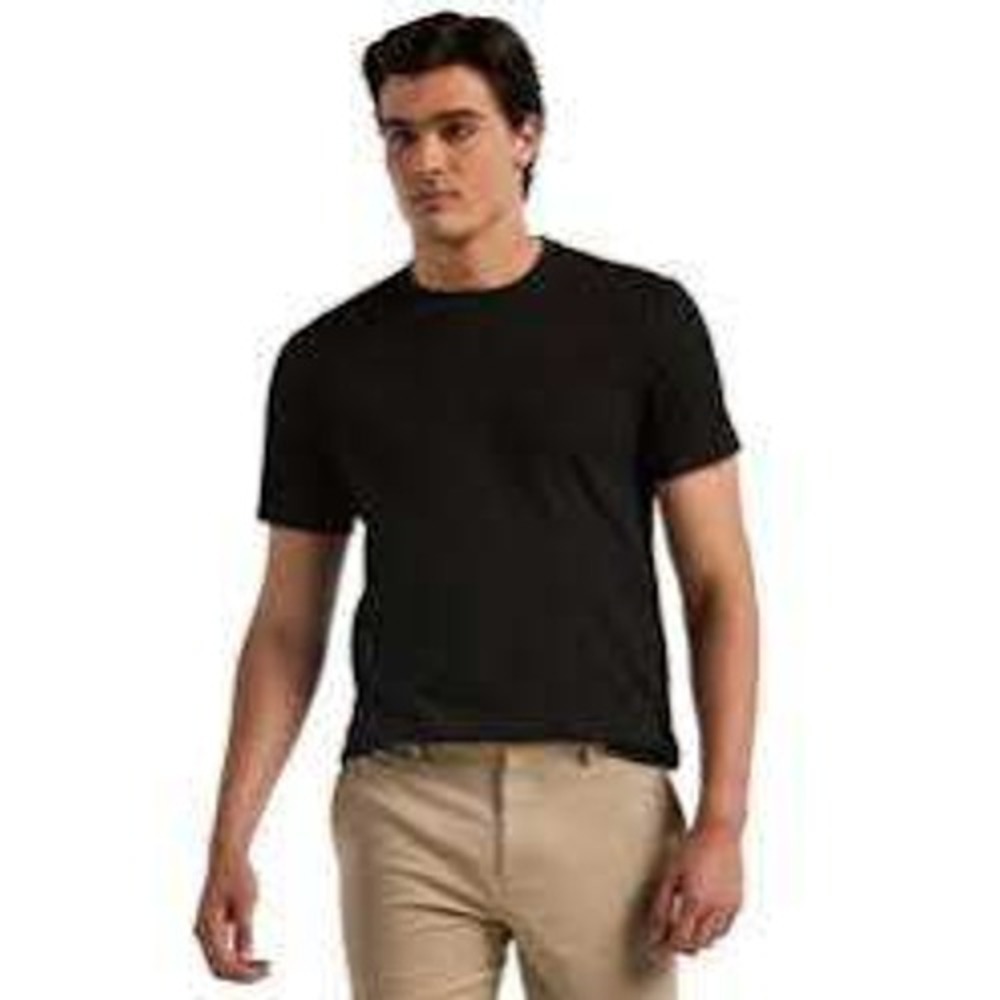 Perry Ellis Mens Solid Ribbed Crew Neck Tee Sz Medium Black Short Sleeve